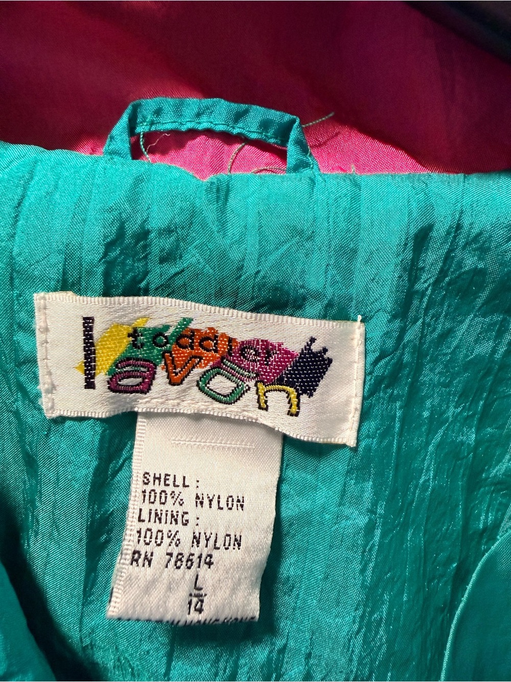 VINTAGE Avon Teal and Pink Colorblock Jacket - Picture 4 of 9